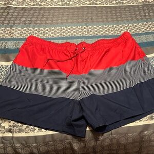 Red and Navy Striped Kids Shorts
